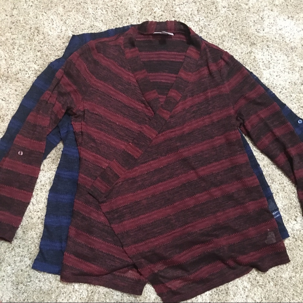 Two Red/black and blue/black cardigans x2